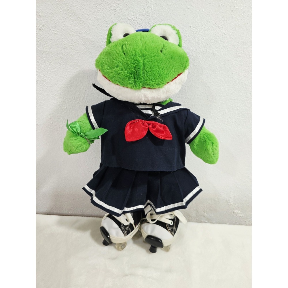 Vintage Build A Bear Workshop Spring Green Frog Plush Outfit Roller Skate 17"